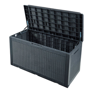 Aufbewahrungsbox Atella 122x54,5x65cm Schwarz, Rattanoptik [casa.pro]