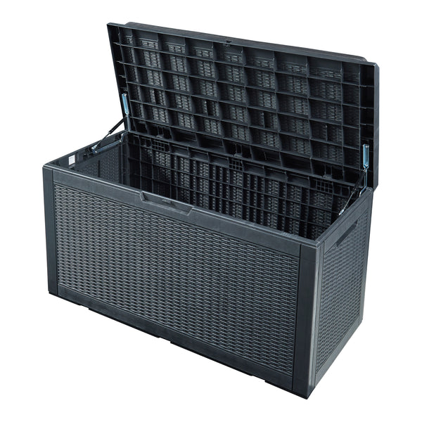 Aufbewahrungsbox Atella 122x54,5x65cm Schwarz, Rattanoptik [casa.pro]