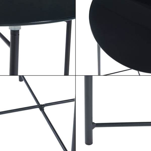 Beistelltisch Ödeshög mit Glasplatte 45xØ42cm Schwarz [en.casa]
