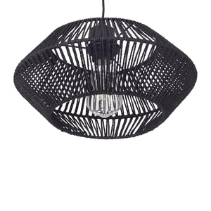 Hängeleuchte Amersham Metall+Rattan Schwarz [lux.pro]