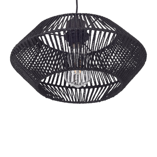 Hängeleuchte Amersham Metall+Rattan Schwarz [lux.pro]
