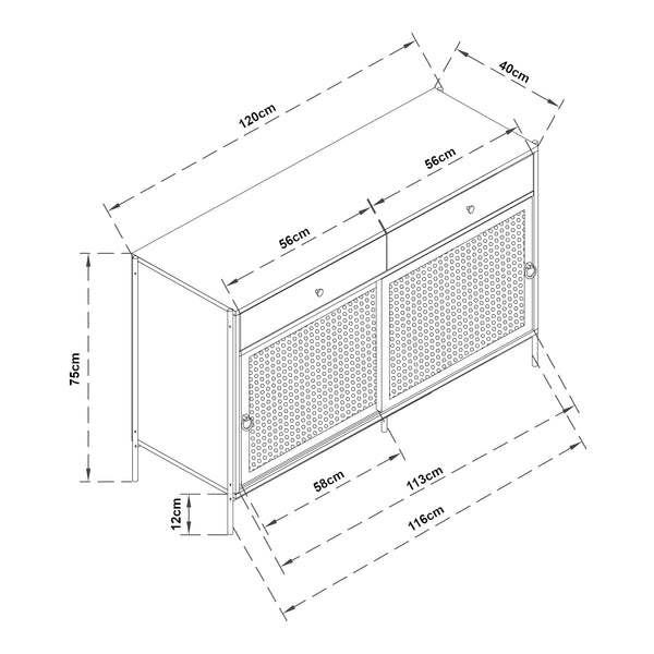 Fernsehschrank Tysnes 120x40x75 cm Eiche/Schwarz [en.casa]