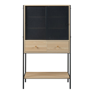 Beistellschrank Tysnes 140x80x40 cm Schwarz/Eiche [en.casa]