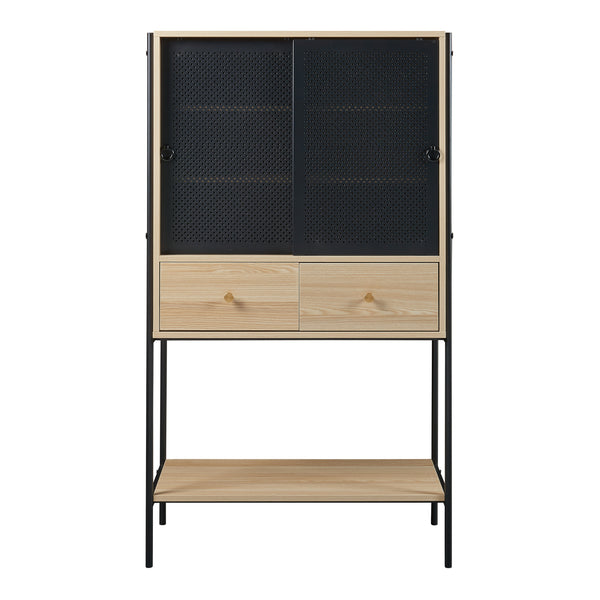 Beistellschrank Tysnes 140x80x40 cm Schwarz/Eiche [en.casa]
