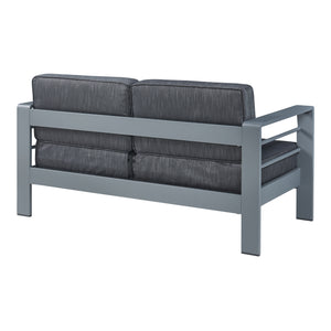 2-Sitzer Outdoor-Sofa Avise Aluminium Dunkelgrau [casa.pro]
