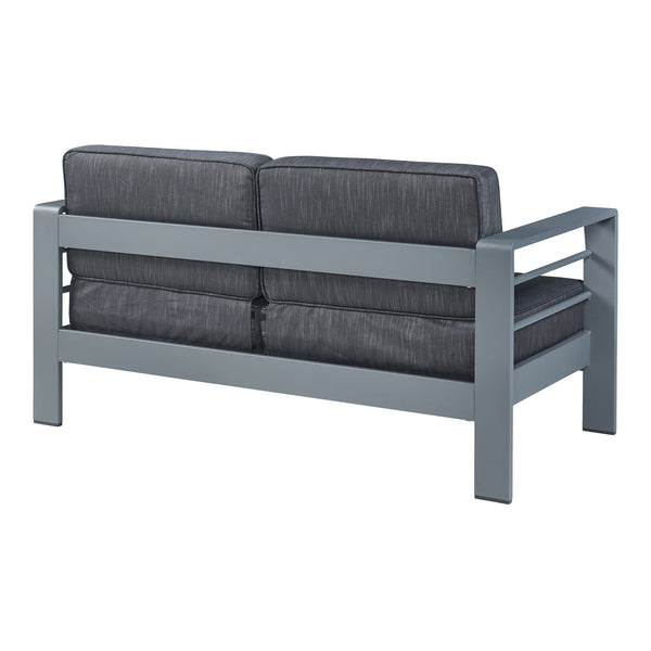 2-Sitzer Outdoor-Sofa Avise Aluminium Dunkelgrau [casa.pro]