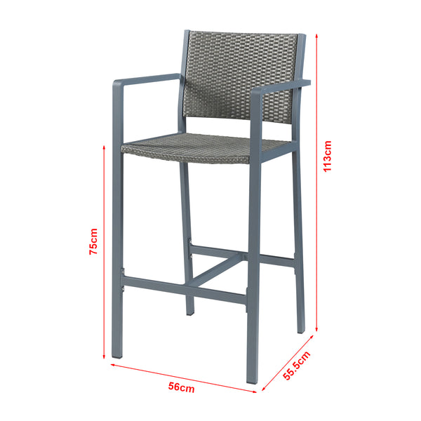 Outdoor-Barstuhl 2er Set Avise Aluminium Dunkelgrau [casa.pro]