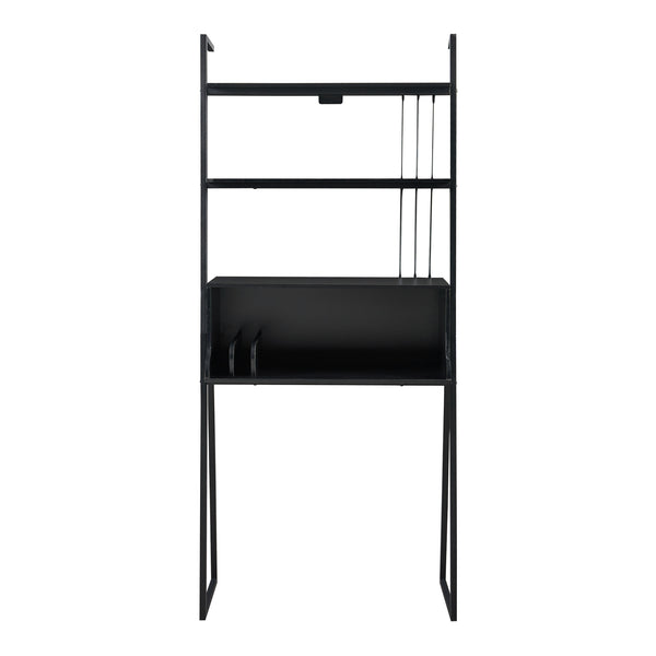 Schreibtisch Storfjord mit Leiterregal 184x80x40cm Schwarz [en.casa]