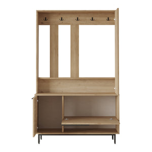 Kompaktgarderobe Kvænangen 78x112x36 cm Eiche/Rattanoptik [en.casa]