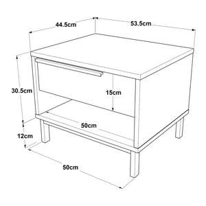 Nachttisch Kvænangen 43x54x45 cm Eichen/Rattanoptik [en.casa]