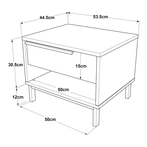 Nachttisch Kvænangen 43x54x45 cm Eichen/Rattanoptik [en.casa]
