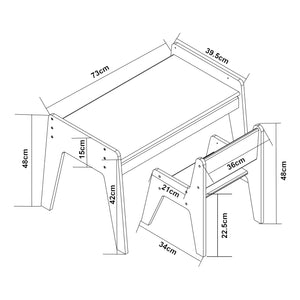 Kinderschreibtisch mit Stuhl Skinnskatteberg Holz/Weiß [en.casa]
