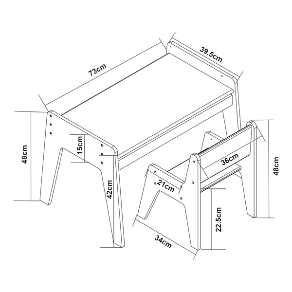 Kinderschreibtisch mit Stuhl Skinnskatteberg Holz/Weiß [en.casa]