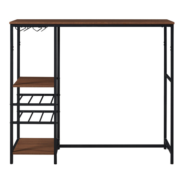 Bartisch Stjørdal mit Flaschenablage Schwarz/Walnussoptik [en.casa]