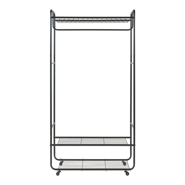 Rollbarer Garderobenständer Vestvågøy 176x90x40 cm Schwarz [en.casa]