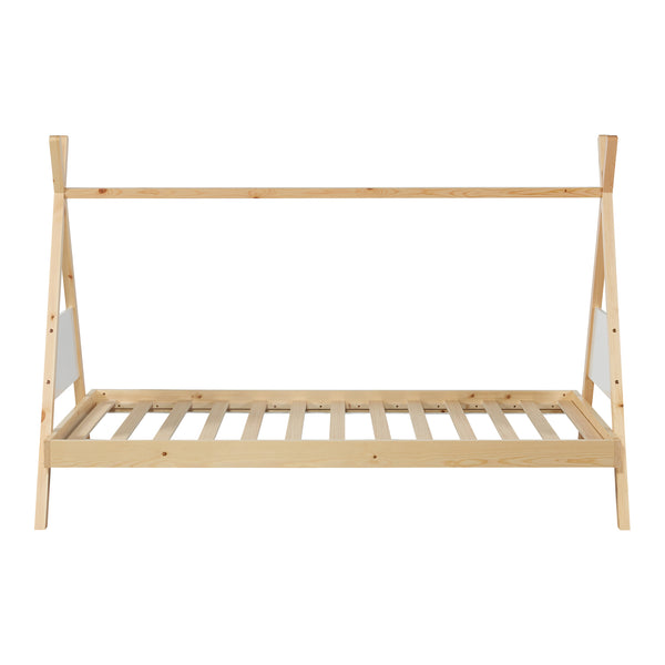 Tipi-Bett Siikajoki mit Matratze 90x200cm Kiefernholz Natur [en.casa]