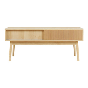Fernsehtisch Landskrona 115x40x48 cm mit zwei Schiebetüren Eicheoptik [en.casa]