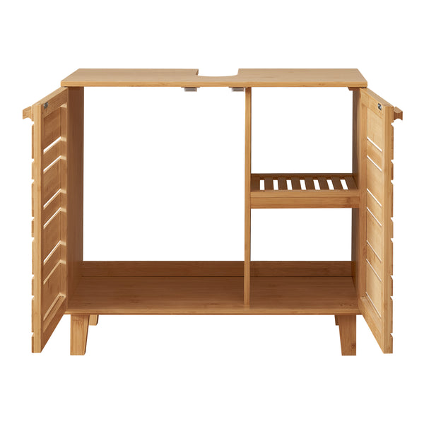 Waschbeckenunterschrank Epind 60x66x30 cm Bambus Natur [en.casa]