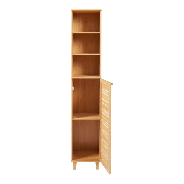 Hochschrank Epind 180x33x30 cm Bambus [en.casa]