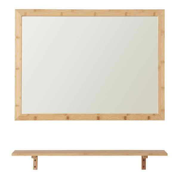 Wandspiegel mit Regal im Set Boksereys Bambus Natur [en.casa]