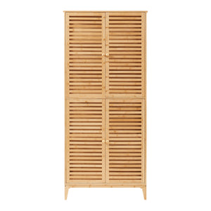 Badezimmerschrank Raurgela 180x80x40 cm Bambus [en.casa]