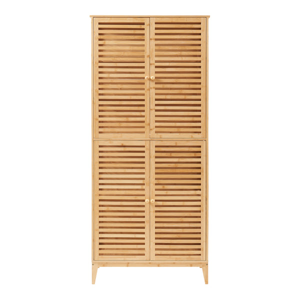 Badezimmerschrank Raurgela 180x80x40 cm Bambus [en.casa]