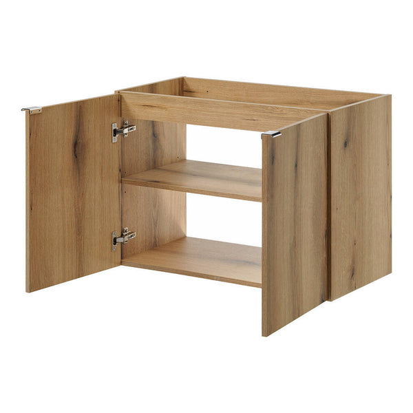 Waschtisch Skelbolu 80x57x39 cm mit LED-Spiegel Eicheoptik [en.casa]