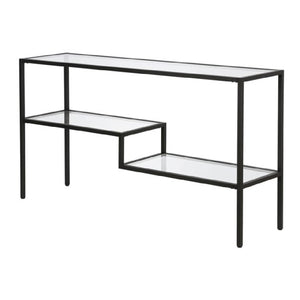 Konsolentisch Videnel mit Glasplatte 120x30x76 cm Schwarz [en.casa]
