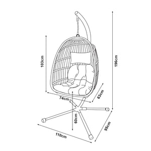 Hängesessel Edeng mit Gestell 196x110x95 cm Grau [en.casa]