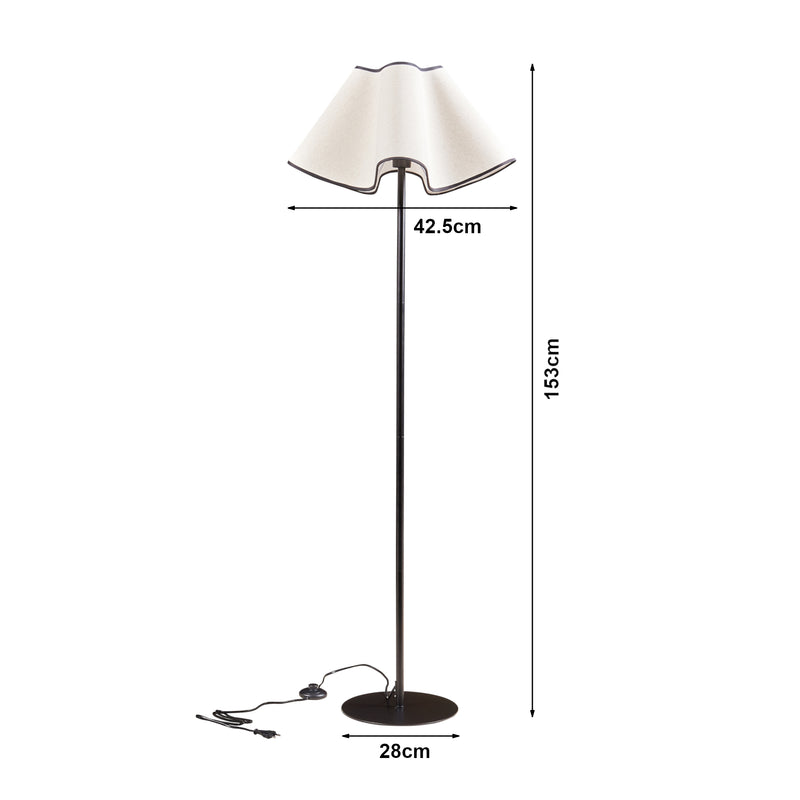 Maßskizze Stehleuchte Ashton 153cm Schwarz/Weiß [lux.pro]