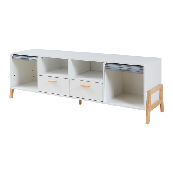 Fernsehschrank Kvaefjord 160x40x52 cm Weiß/Grau [en.casa]