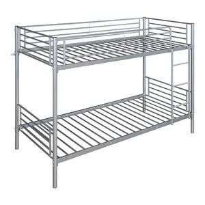 Metall-Etagenbett Soppsar mit 2 Matratzen 200x90 cm Silber [en.casa]