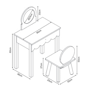 Kinderschminktisch mit Stuhl Vestnes Cotton Candy/Weiß [en.casa]