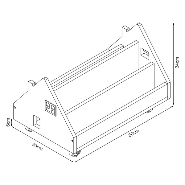 Mobiler Kinder-Bücherwagen Vipsali Hausoptik
