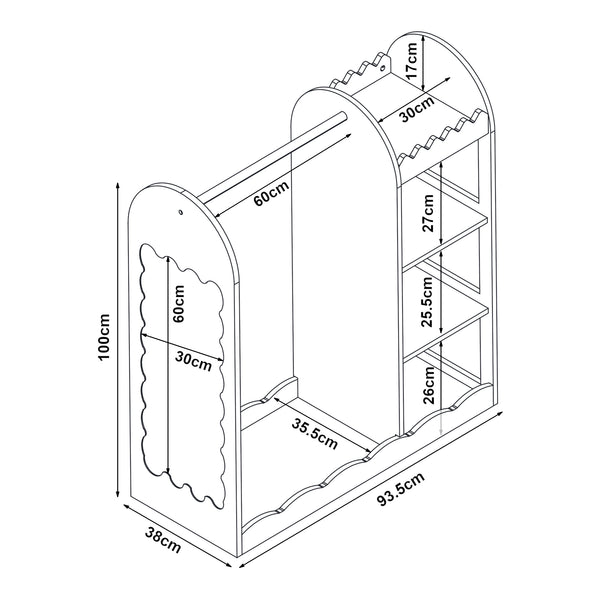Kindergarderobe Vestnes mit Spiegel 100x94x38 cm Cotton Candy [en.casa]