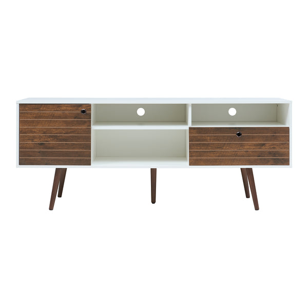 Fernsehschrank Vare 165x40x66 cm Weiß/Walnussoptik [en.casa]