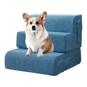 Haustiertreppe Joelerhatra 4-tlg. 45x50x45 cm Cord Blau [en.casa]