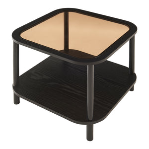 Beistelltisch Latama mit Glasplatte 51x51x45 cm Schwarz/Bronzeglas [en.casa]