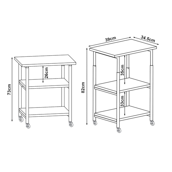Rollbarer Druckertisch Janertu 82x39x35 cm Weiß [en.casa]
