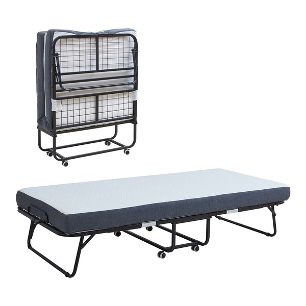 Metall-Klappbett Borjavle mit Matratze 200x90cm Schwarz [en.casa]