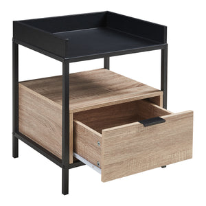 Nachttisch Belana 51x40x35 cm Schwarz/Eicheoptik [en.casa]