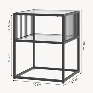 Beistelltisch Tronevn mit Glasplatte 50x40x40 cm Schwarz [en.casa]