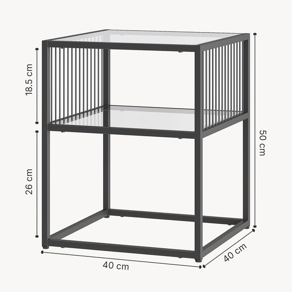 Beistelltisch Tronevn mit Glasplatte 50x40x40 cm Schwarz [en.casa]