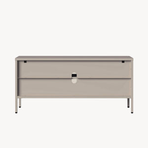 Vitrinen-Sideboard Klippestad Stahl 118x35x55 cm Kamelfarben [en.casa]