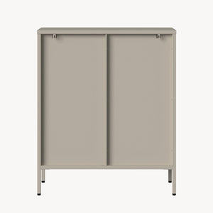Vitrinen-Sideboard Klippestad Stahl 95x80x35 cm Kamelfarben [en.casa]