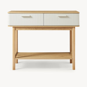 Konsolentisch Ferrersp mit 2 Schubladen 100x40x80 cm Eicheoptik/Sandfarben [en.casa]