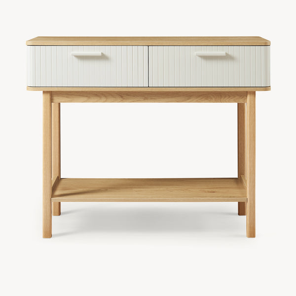 Konsolentisch Ferrersp mit 2 Schubladen 100x40x80 cm Eicheoptik/Sandfarben [en.casa]