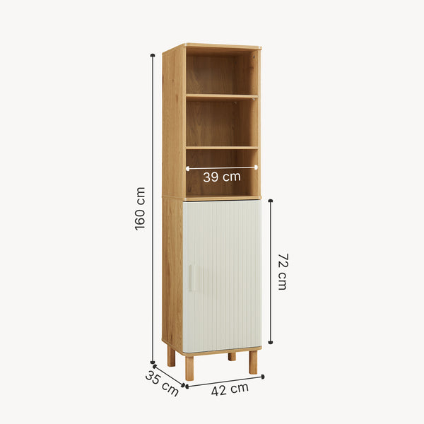 Hochschrank Ferrersp 160x42x35 cm Eicheoptik/Sandfarben [en.casa]