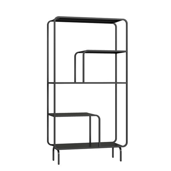 Bücherregal Færder Stahl 145x76x33 cm Schwarz [en.casa]
