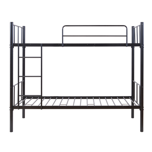 Metall-Etagenbett Berimma mit 2 Matratzen 90x200 cm Schwarz [en.casa]